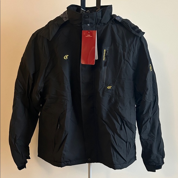 Outdoor Jackets Other - Men's Black Waterproof Ski Jacket with Yellow Accents